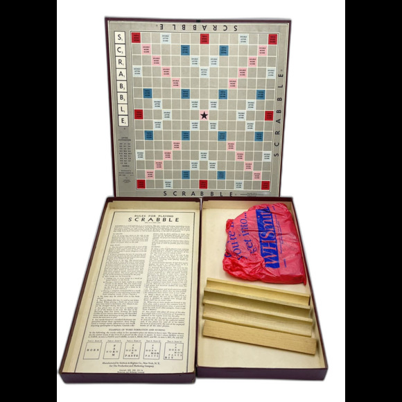 Vintage Red Scrabble Crossword Game 1948-1953 COMPLETE, NICE! - Picture 2 of 5
